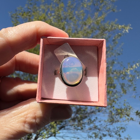 925 Silver Jewelry - Elegant Silver Opalite Ring 8 1/2